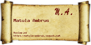 Matula Ambrus névjegykártya